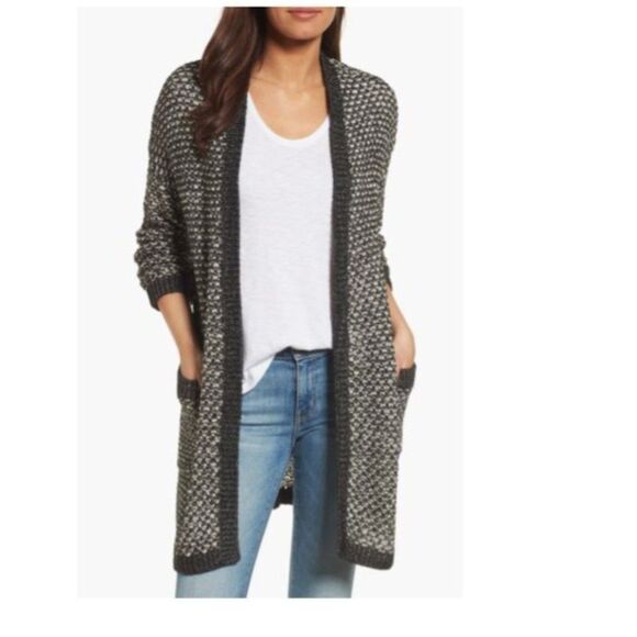 Caslon size L open front cardigan ribbon yarn blue white - Picture 11 of 11